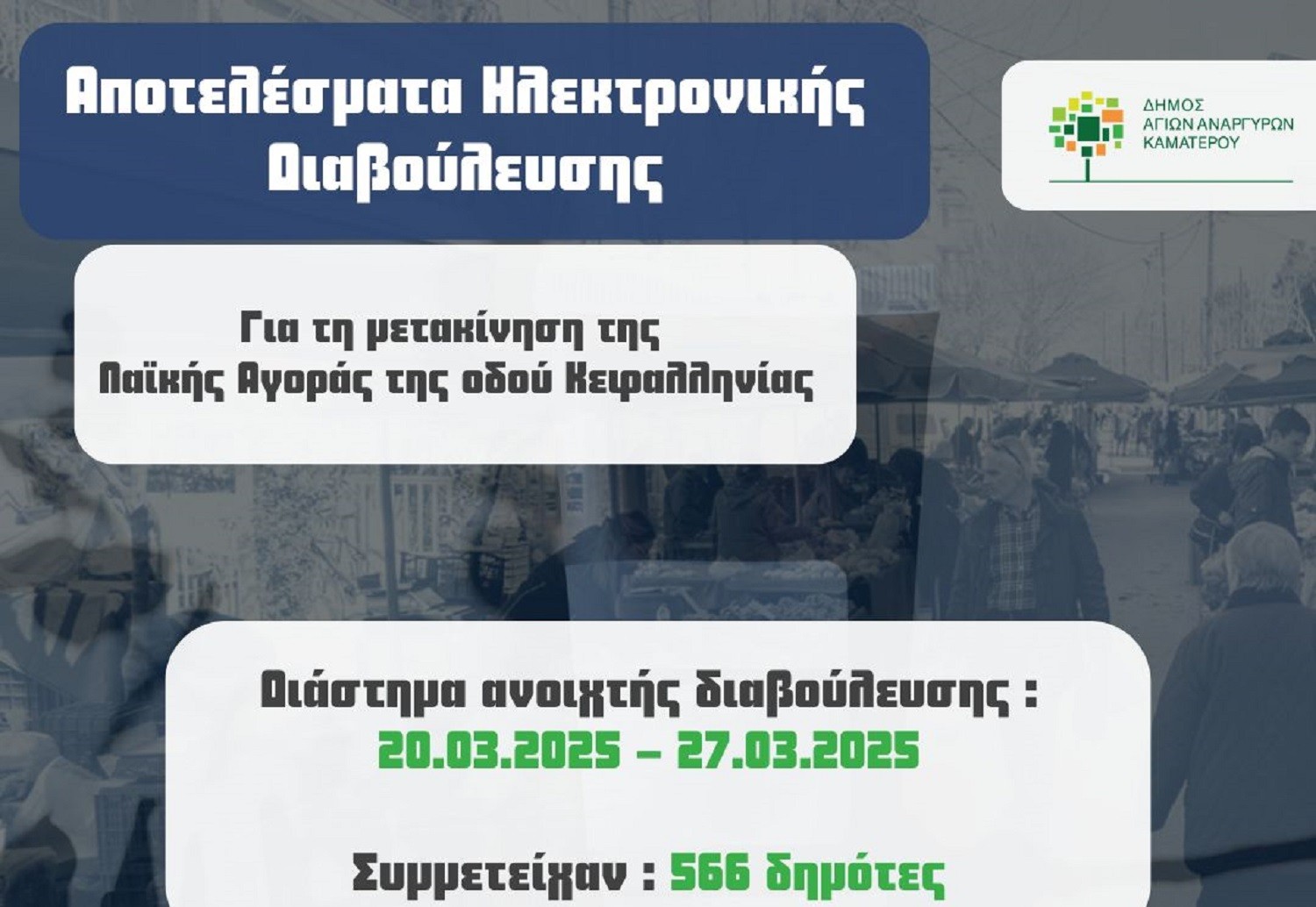 Μεγάλη συμμετοχή στη διαβούλευση για τη μετακίνηση λαϊκής αγοράς στον Δήμο Αγίων Αναργύρων – Καματερού