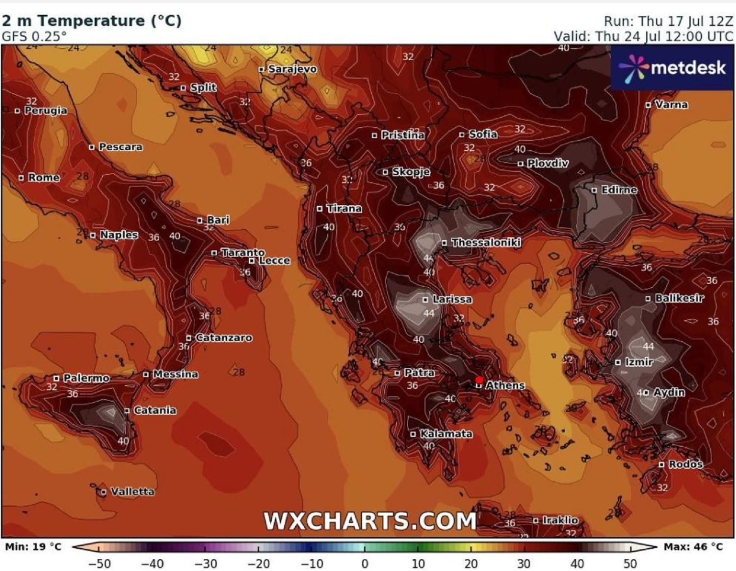 Meteoacharnes: Ξεκάθαρα είναι τα πράγματα για τον 1ο καύσωνα του 2025. Δύο ημέρες το peak της θερμοκρασίας. Η πρόγνωση για Αχαρνές, Ίλιον & Φυλή